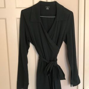Forest green wrap dress